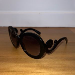 COPY - Prada Shiny Black Minimal Baroque Edition Sunglasses